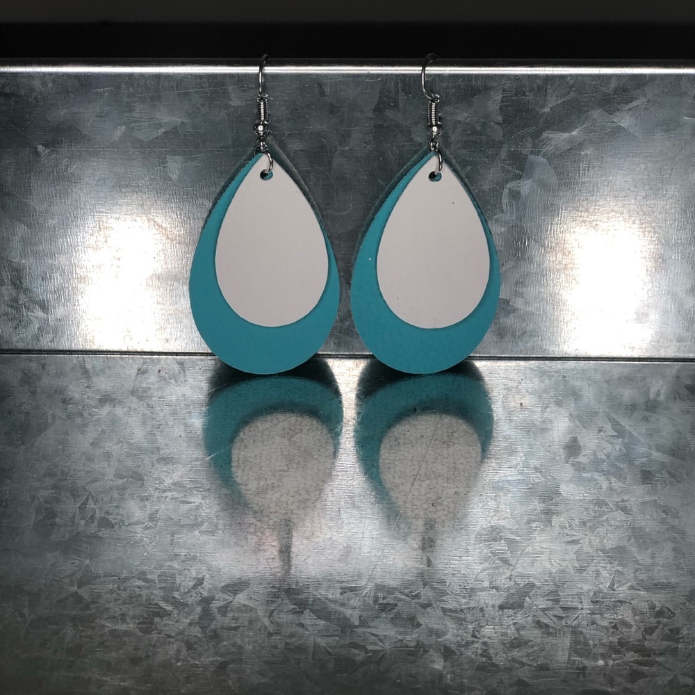 2” Tear Drop Faux Leather Earrings